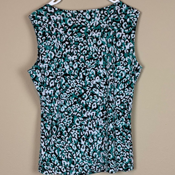 Kasper 2pc Green Blazer Jacket with Matching Pullover Sleeveless Floral Blouse - Picture 14 of 16